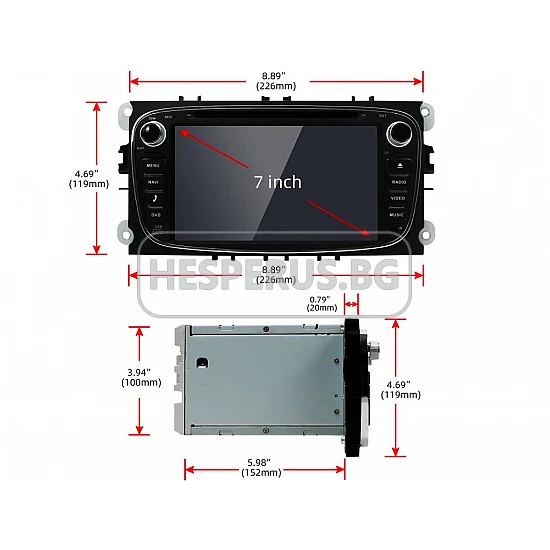 FORD Mondeo, Focus, S-Max, C-Max, Galaxy - МУЛТИМЕДИЯ / Навигация android 16 DVD черна + DSP + CARPLAY + ANDROID AUTO